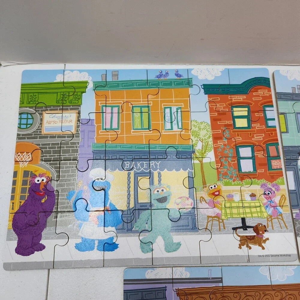 Sesame Street Puzzle & Book Lot 3 Puzzles + Elmo Book